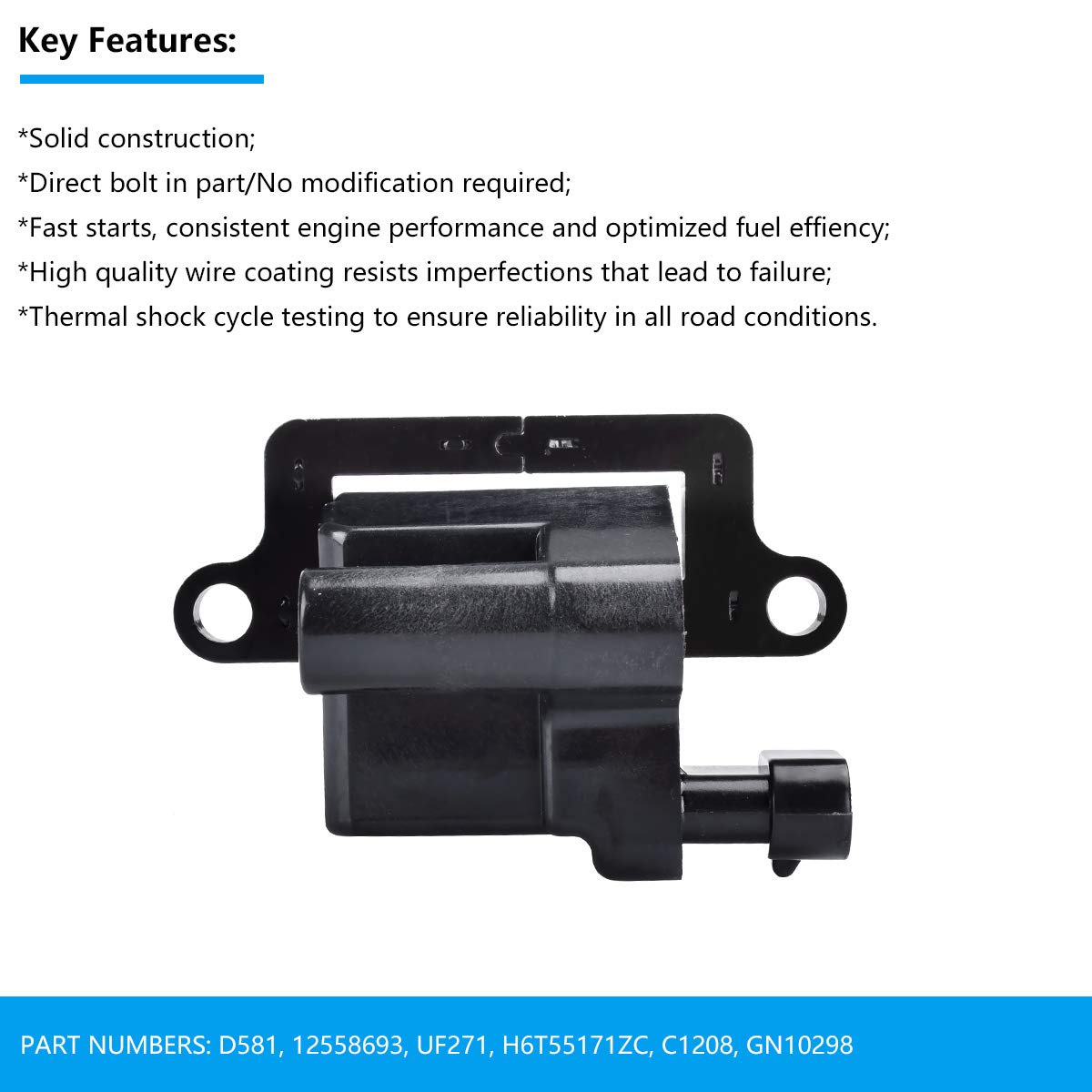FAERSI ignition coil pack packaging includes clear instructions and warranty details.