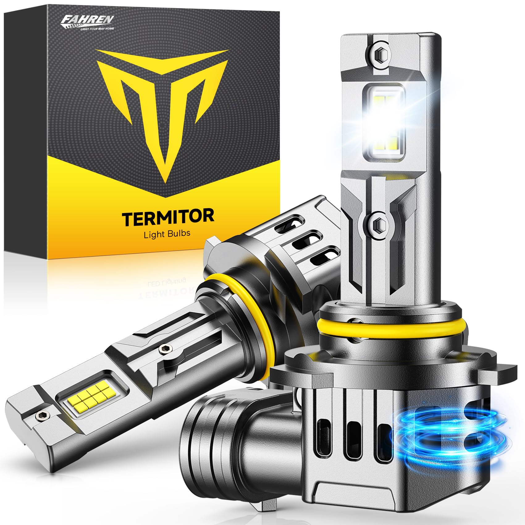 FAHREN 9005 HB3 LED bulb beam pattern delivers crisp, glare-free light for safer night driving.