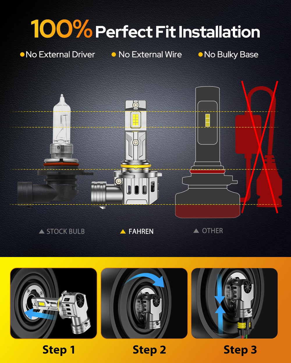 FAHREN 9006 HB4 pack of two bulbs for balanced front lighting