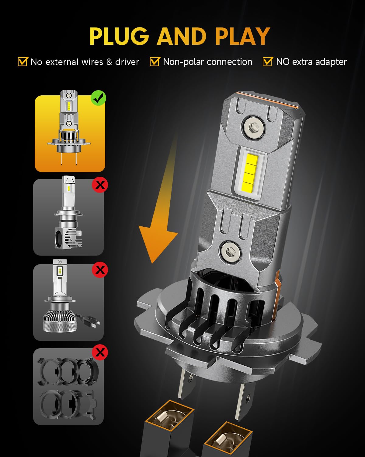 FAHREN H7 plug-and-play installation for quick DIY upgrade.