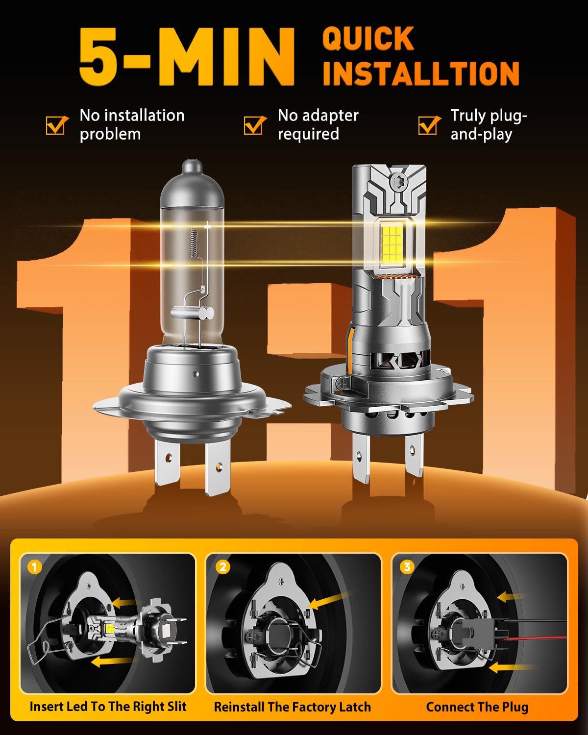 FAHREN H7 Light Kits bright 900% upgrade improves night visibility