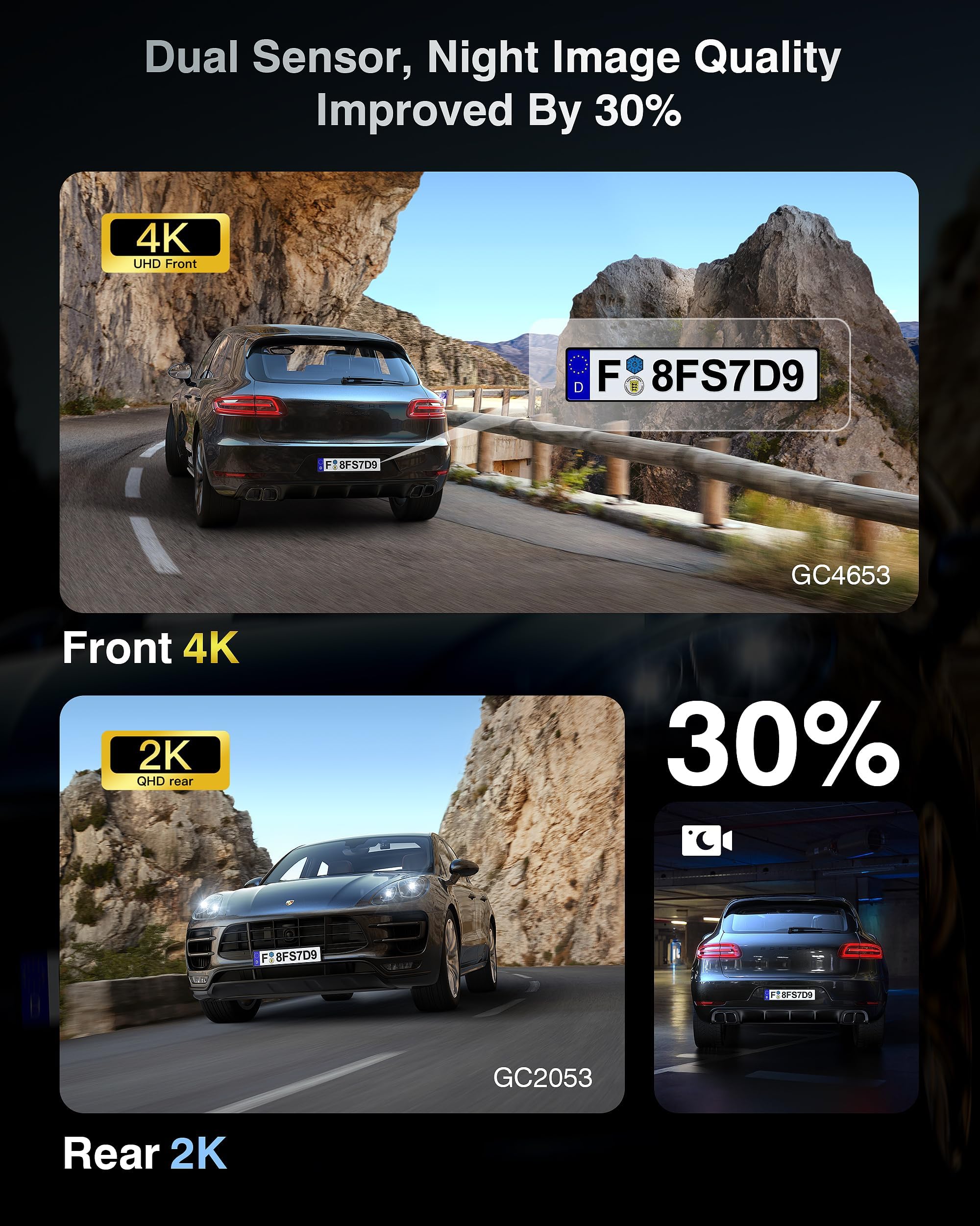 FAIMEE 3-inch IPS display on in car showing easy menu access and playback