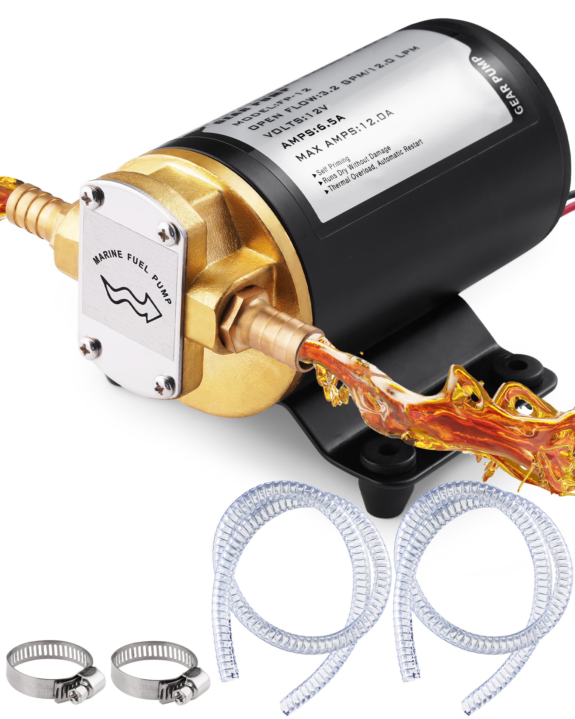 FAITIO 12V oil extractor pump top view showing compact design for tight-space oil transfers.