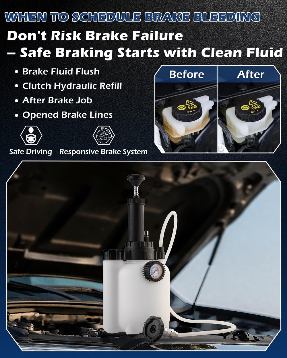 FAITIO 1L catch bottle included for clean fluid collection.