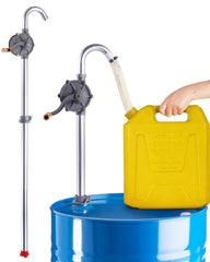 FAITIO drum pump outlet enabling secure, leak-free diesel transfers.