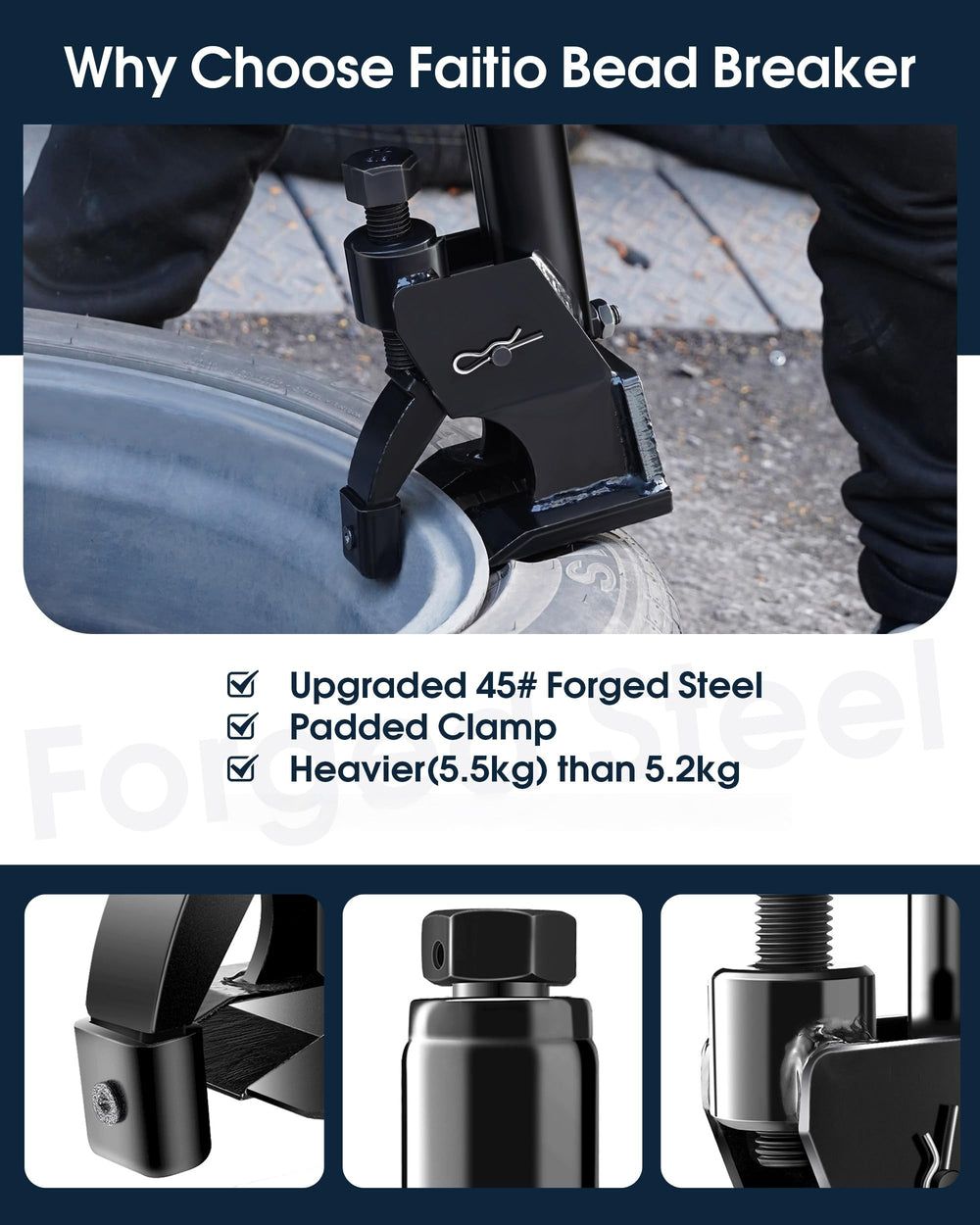 FAITIO bead breaker portable design weighs about 12 pounds for easy transport.