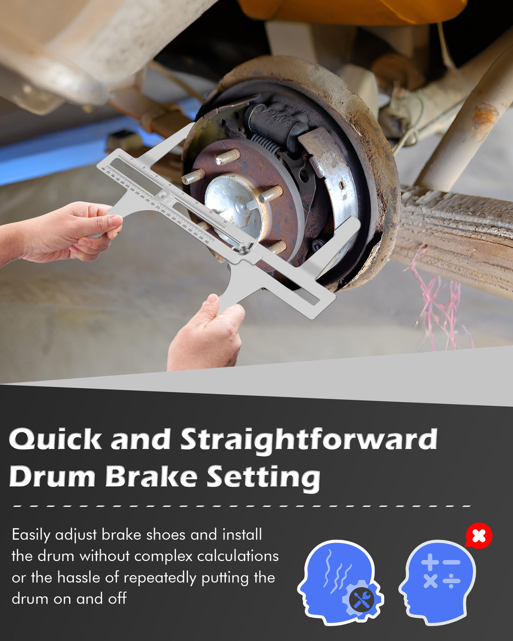FAITIO drum brake measuring tool outside jaws verifies shoe clearance accurately