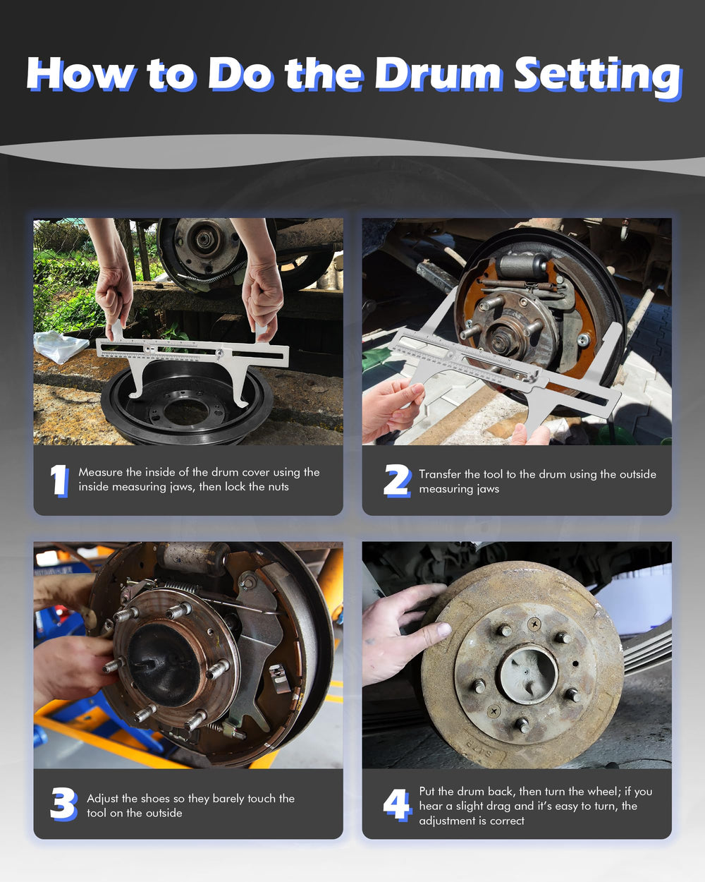 FAITIO drum brake measuring tool carbon steel construction ensures long life