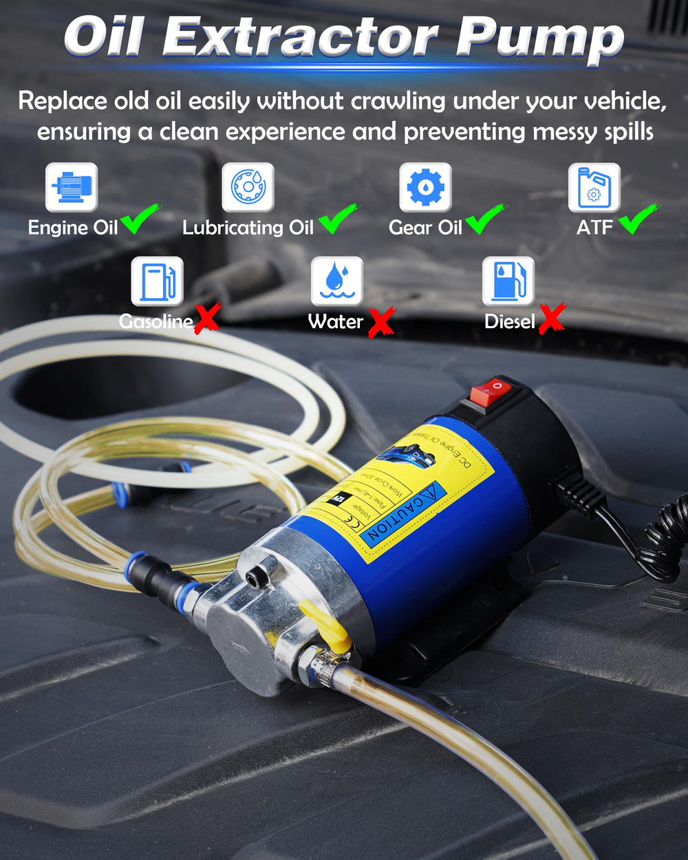 FAITIO engine oil extractor in action during automotive oil change