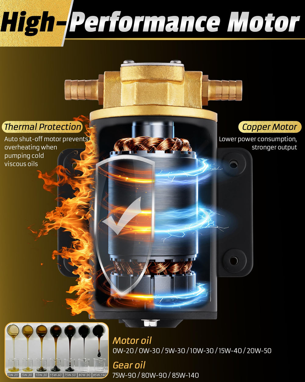 FAITIO oil extractor pump copper construction demonstrates durable motor for reliable operation.