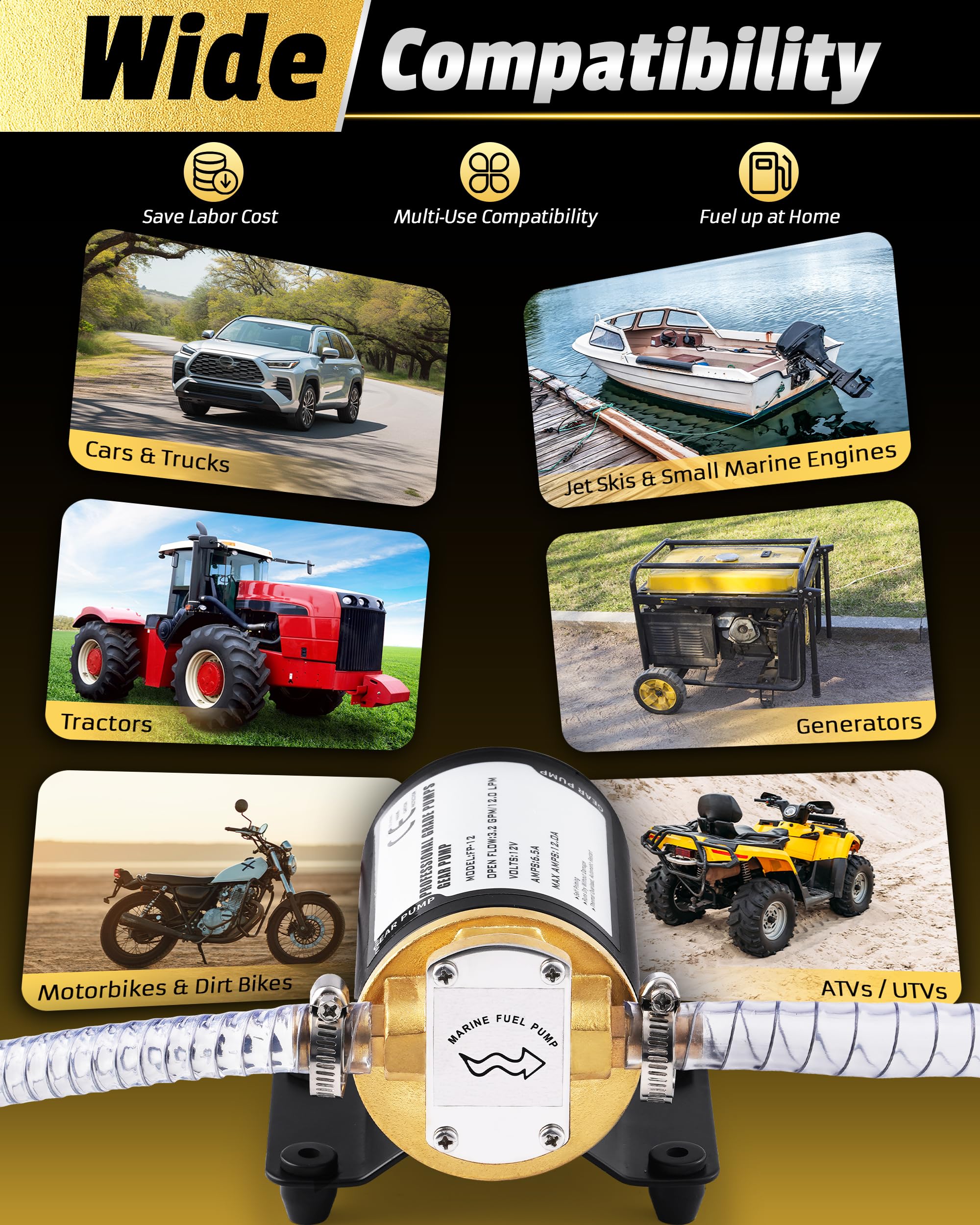 FAITIO 12V pump delivering clean gear oil transfer in truck or mower projects.