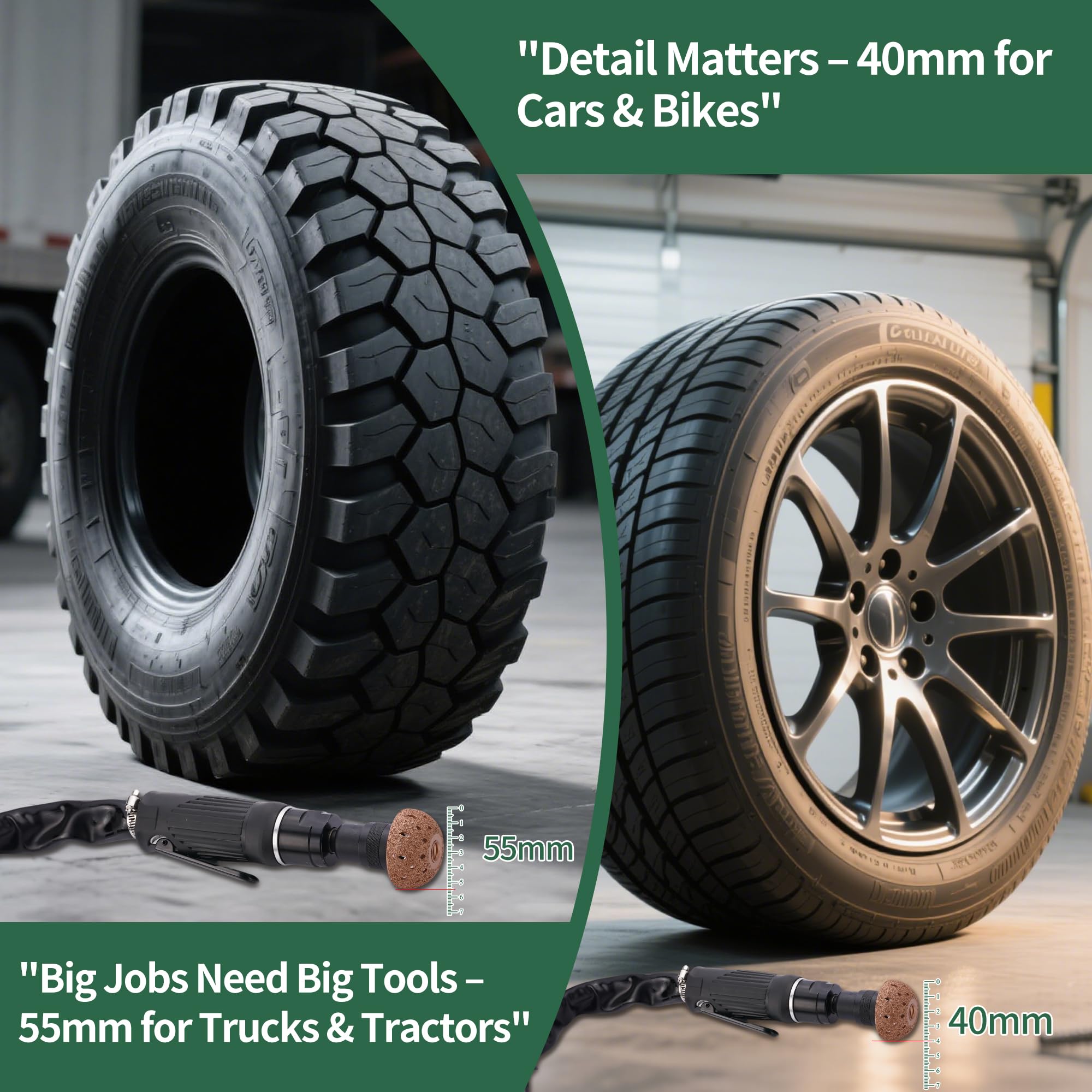 FAITIO tire buffer with silencer tube reduces exhaust noise