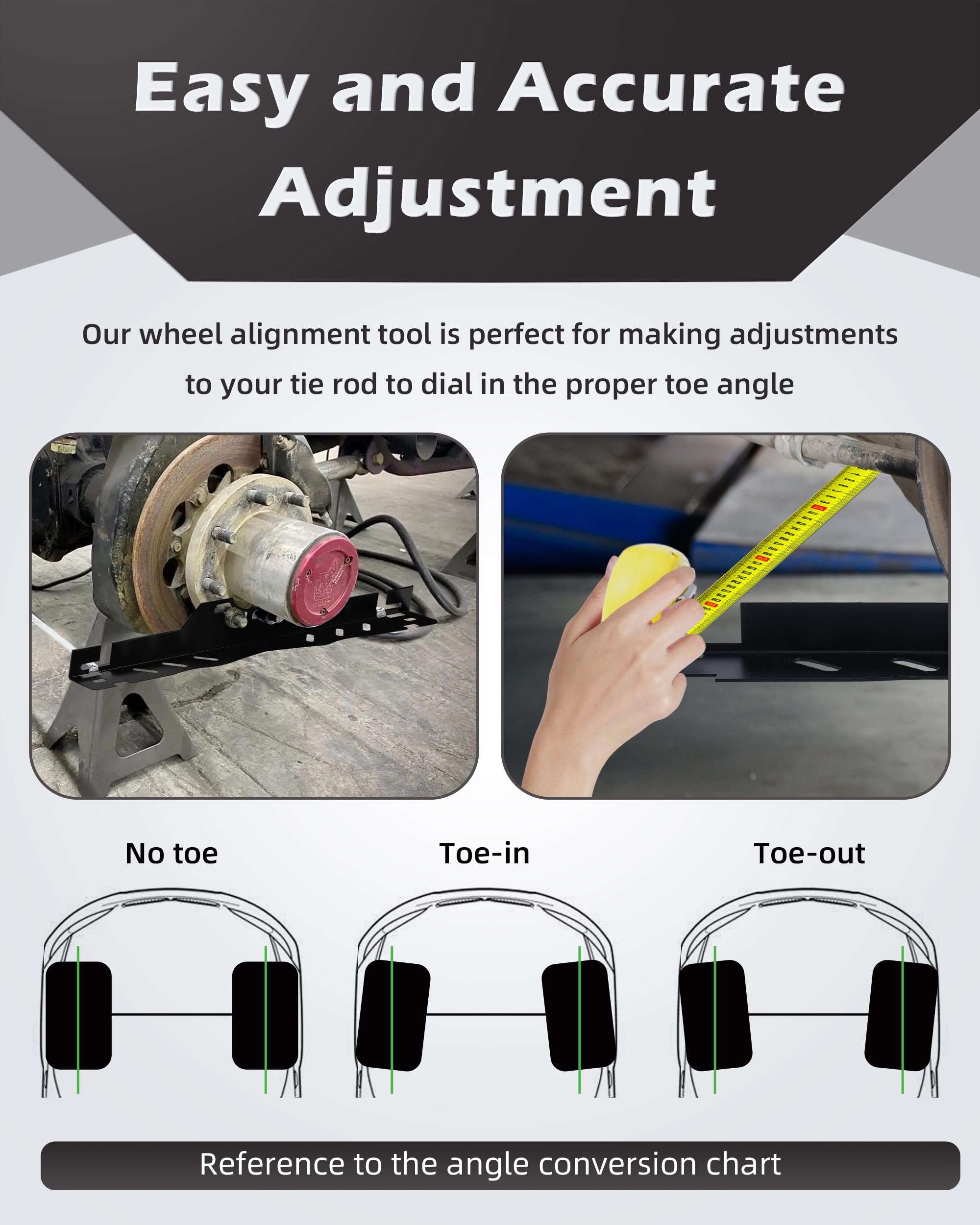 FAITIO tape measure in use enables quick toe-in/out checks