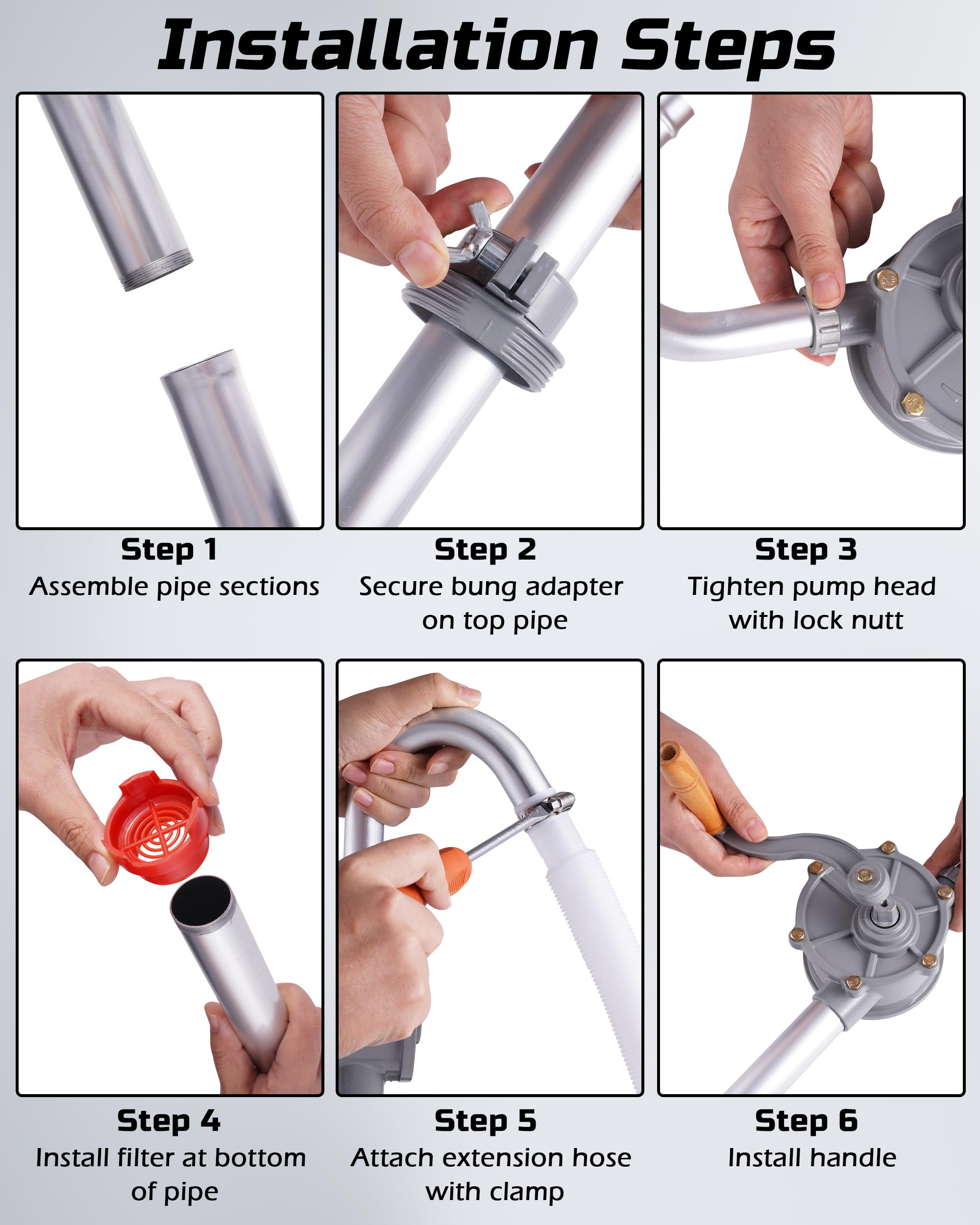 FAITIO telescoping drum tube extended to fit drums.