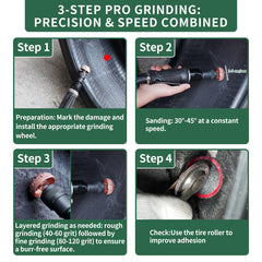 FAITIO tire buffer featuring tungsten carbide construction for durable surface prep
