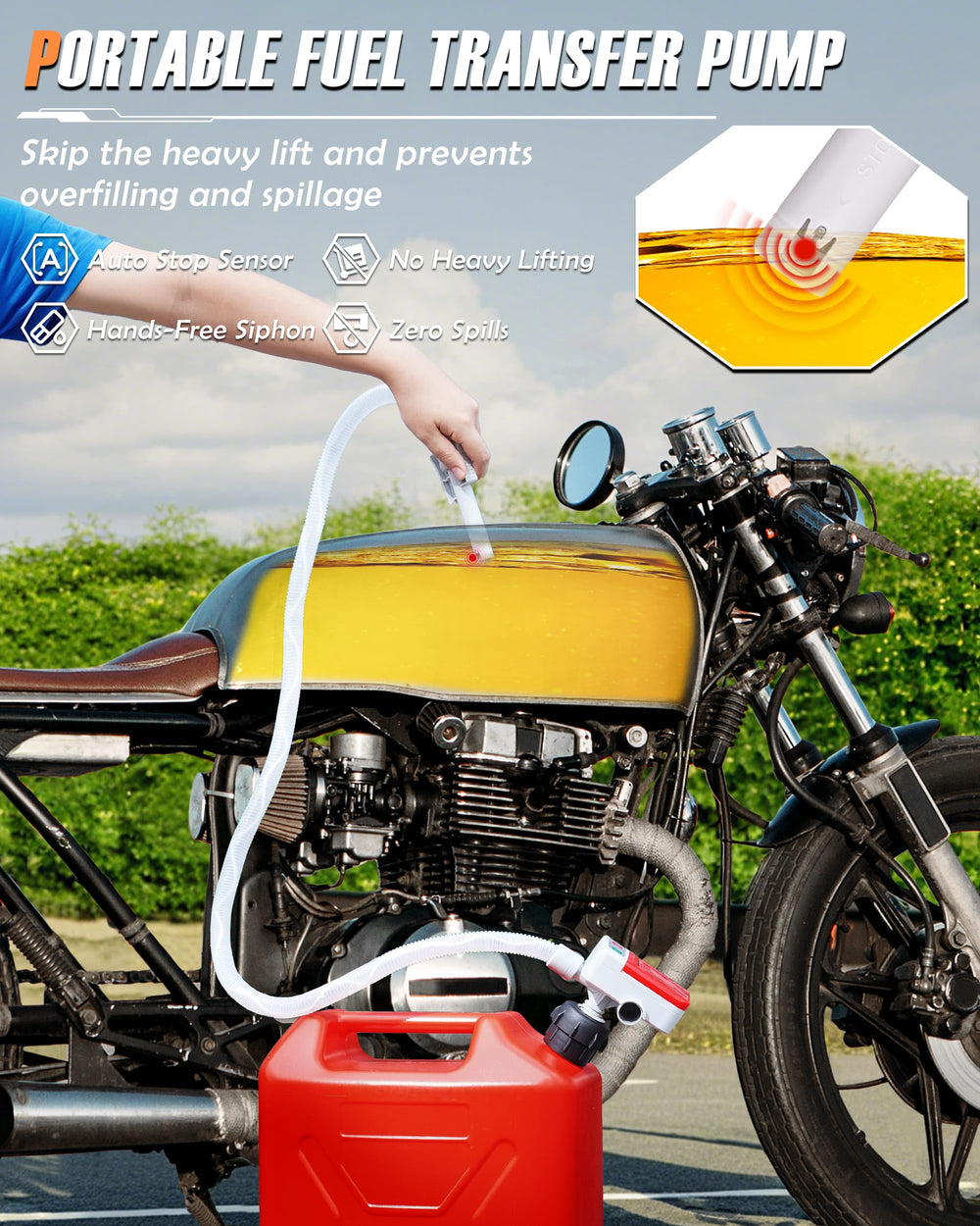 FAITIO versatile pump handles gas, diesel, oil, and water for multiple tasks
