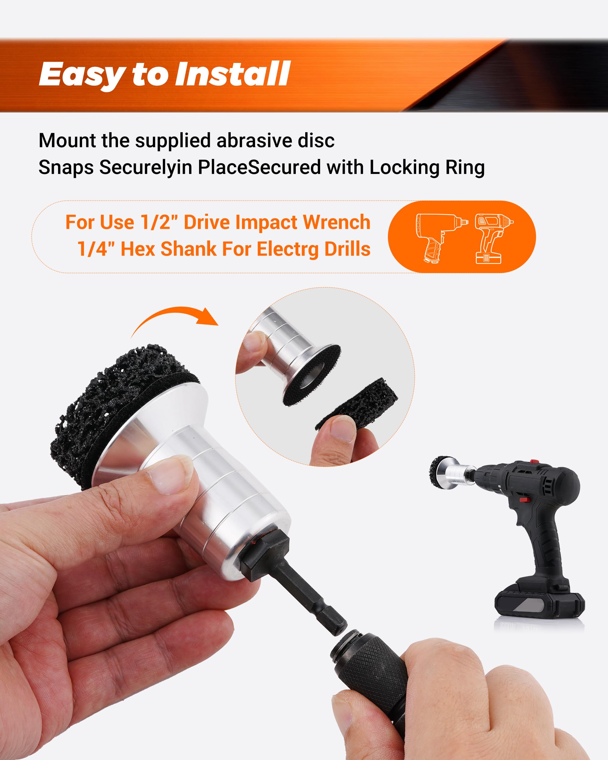 FAITIO wheel hub cleaner disc and holder shows quick setup.