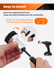 FAITIO wheel hub cleaner disc and holder shows quick setup.
