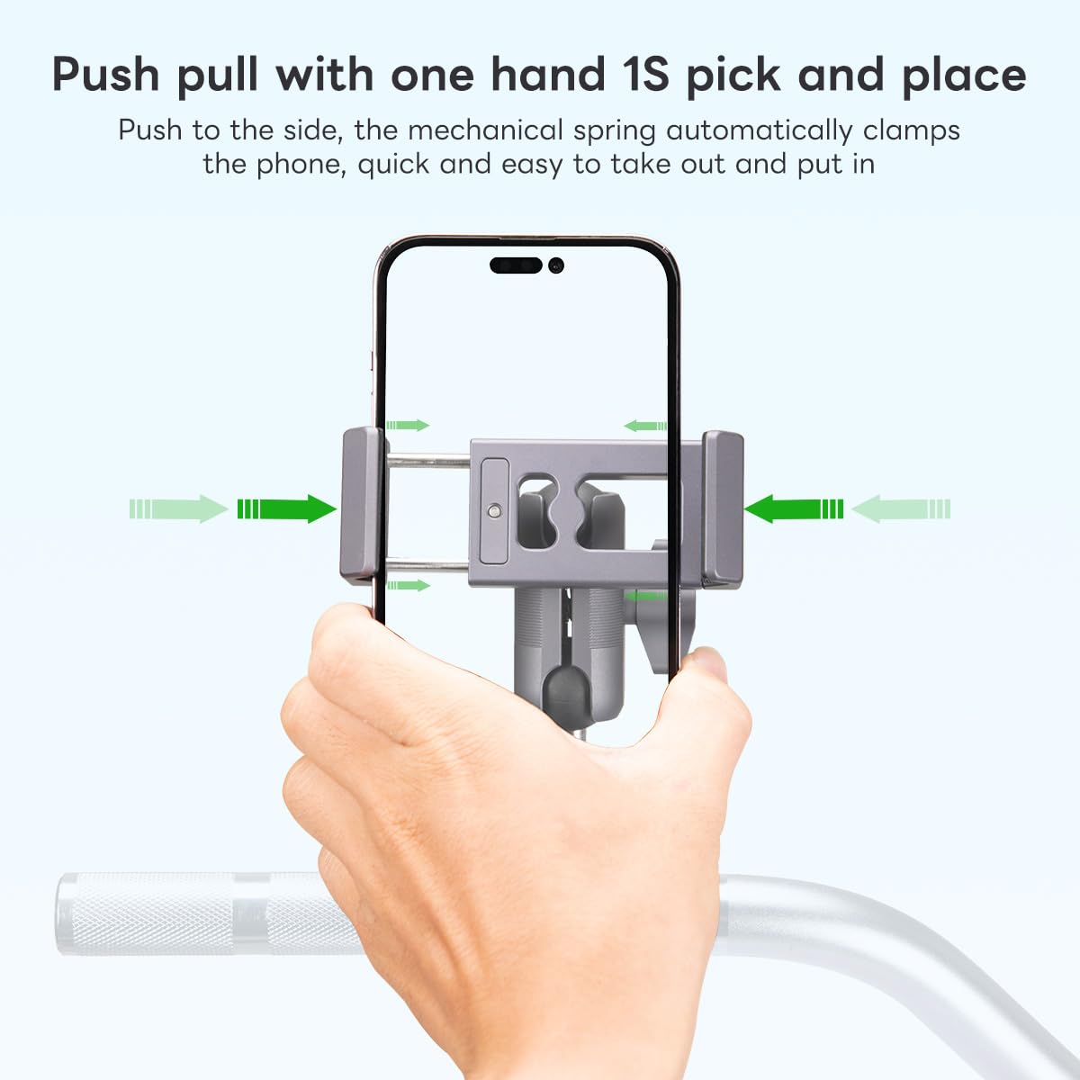 One-handed 1S phone insertion demonstrating quick access on the move