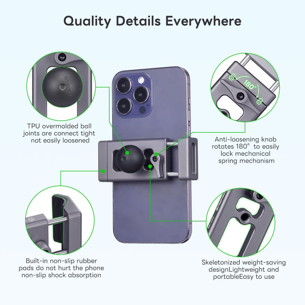 Anti-loosening knob feature protects your device on rough roads