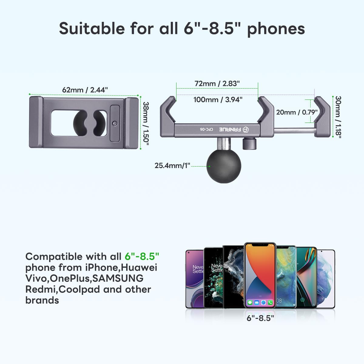 FANAUE RAM B size compatible mount showing easy installation and stable fit