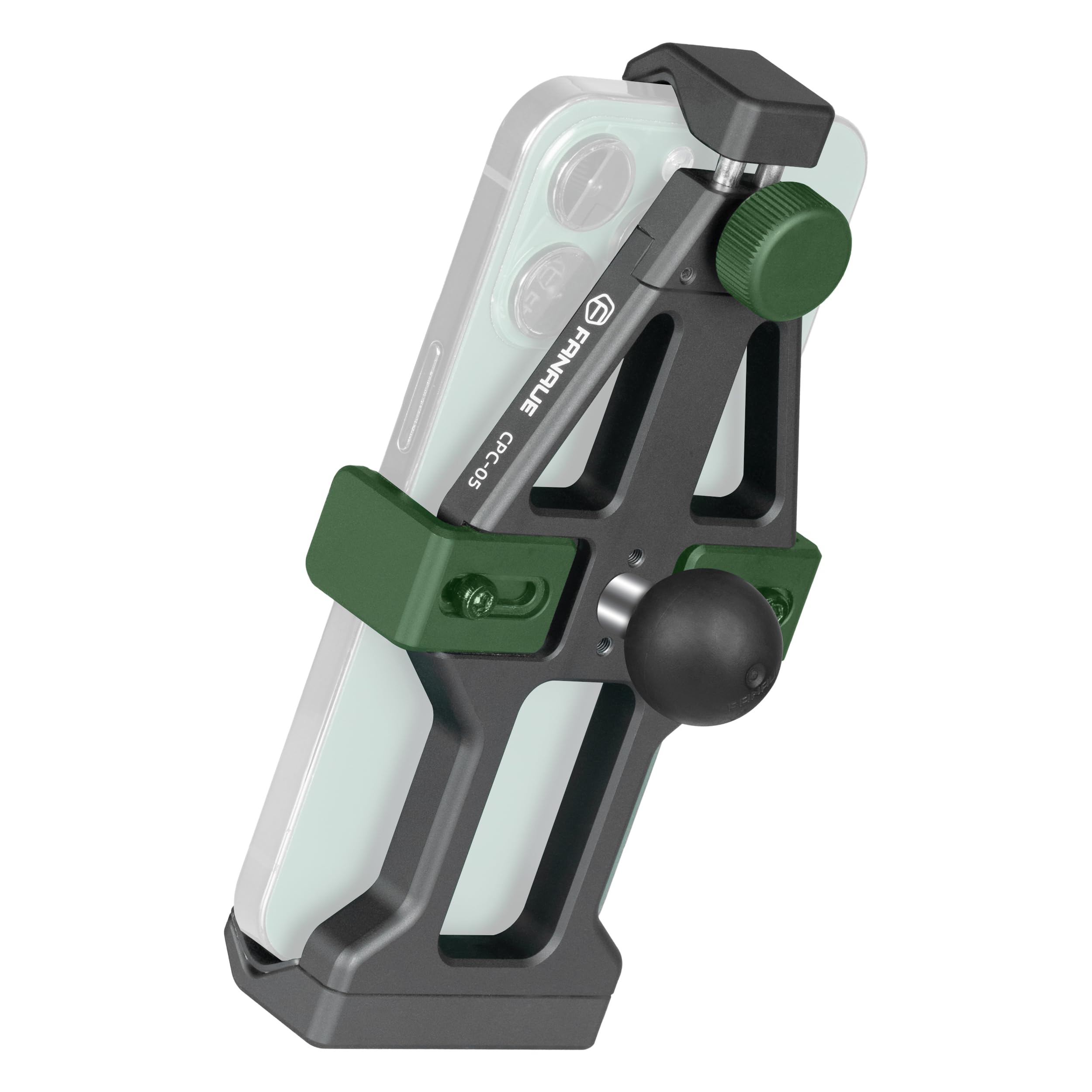 FANAUE motorcycle phone holder with 1-inch ball head rotation for versatile viewing on the go.