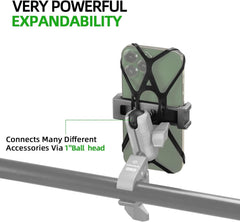 FANAUE secure clamp highlights effortless one-handed placement on handlebars.