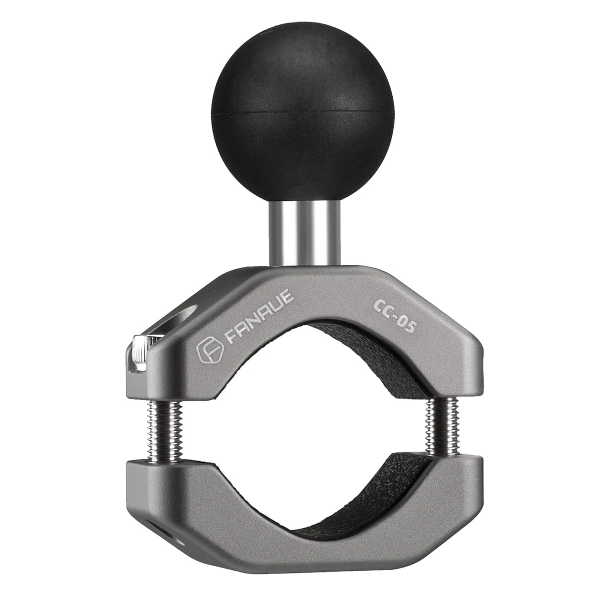 FANAUE handlebar clamp base with 1-inch ball for secure device mounting.