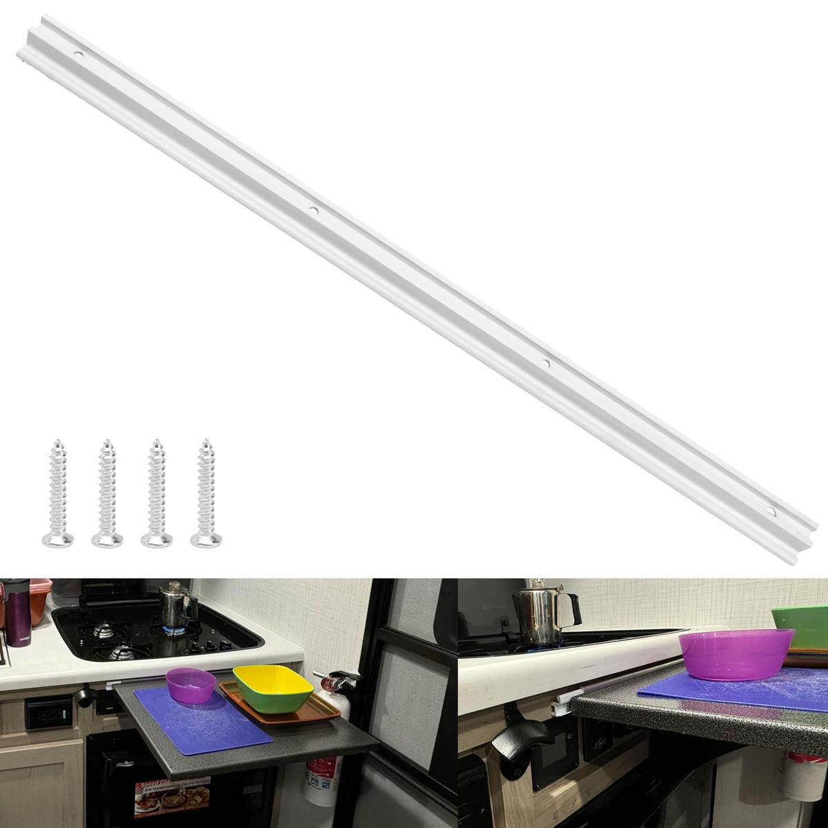FancyTark 16-1/2-inch RV mounting rail side view enables easy grill access.