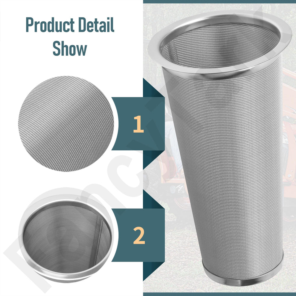 FancyTark cone filter 6-inch length revealed in side profile for deep tank clearance.