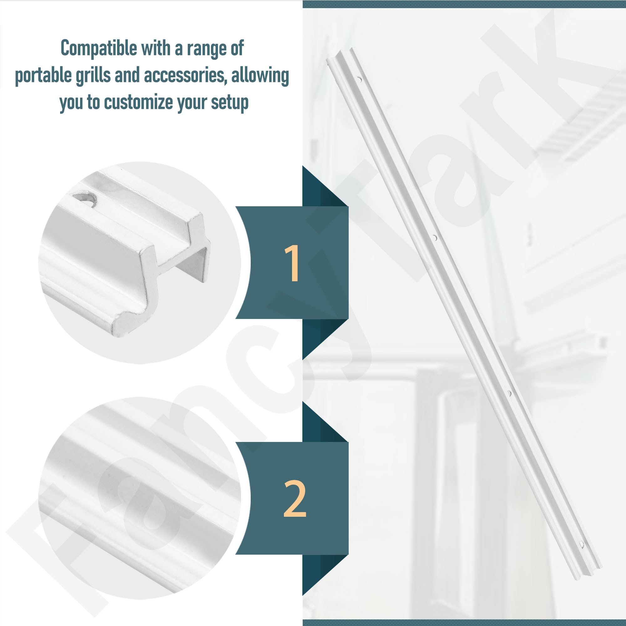FancyTark RV side-mount rail installed on camper saves interior space.