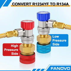 Fanovo low-pressure side adapter enables smooth transitions between refrigerants during recharge.