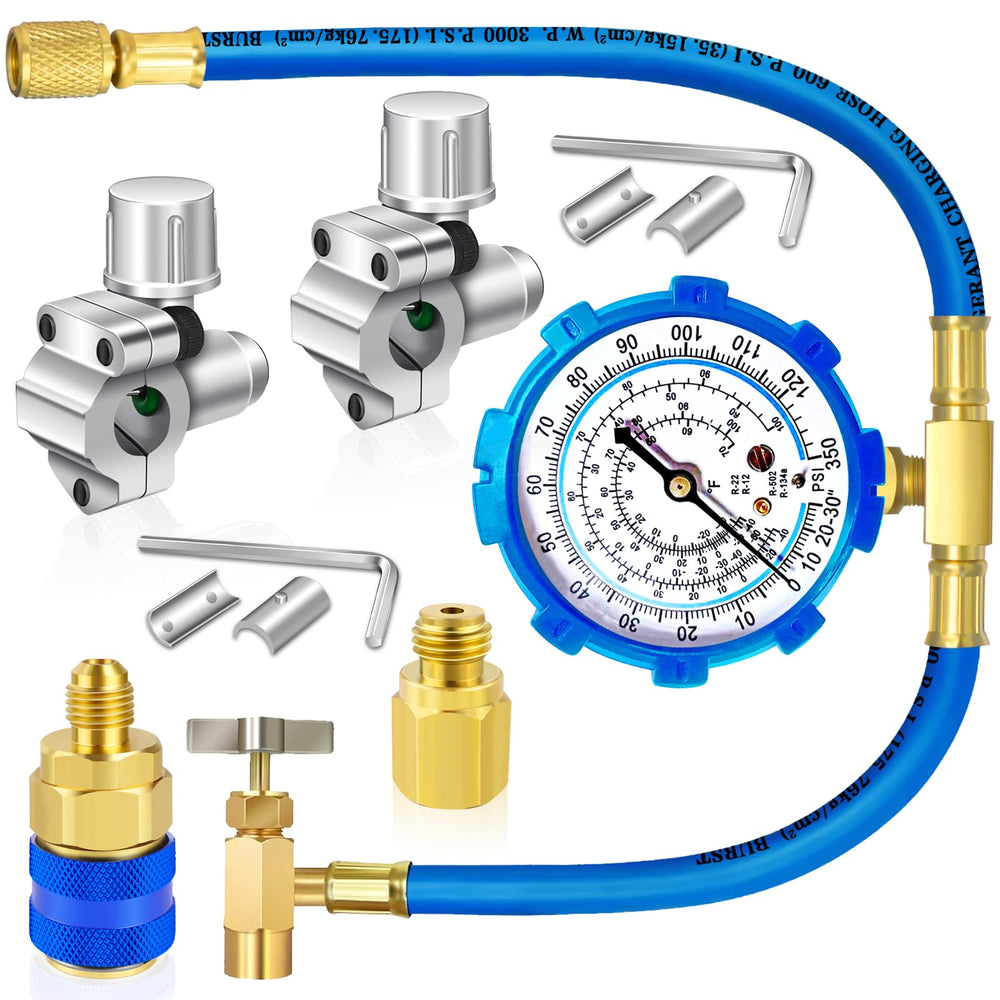 FANOVO refrigerator recharge hose with gauge for quick, accurate freon refills.