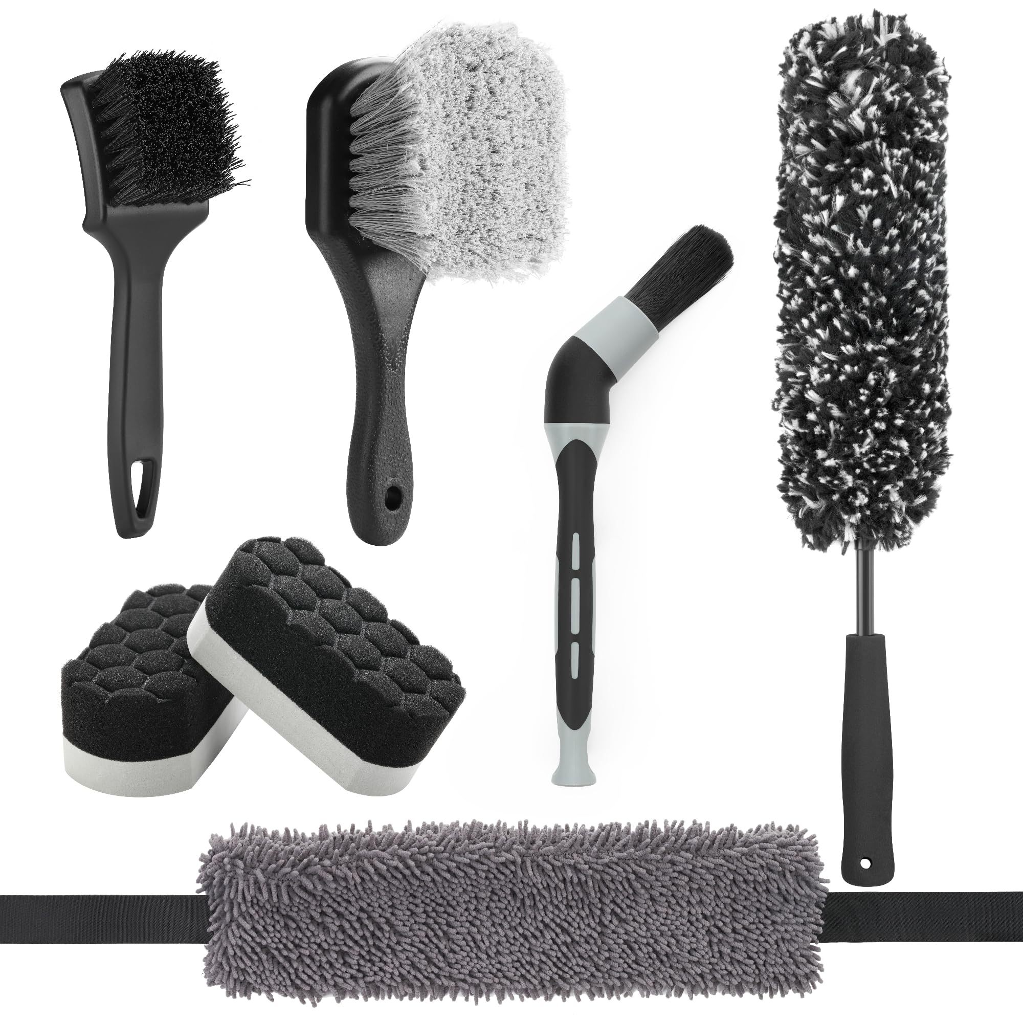 Fantasticlean 7PCS wheel brush kit with 360° bendable head for scratch-free cleaning.