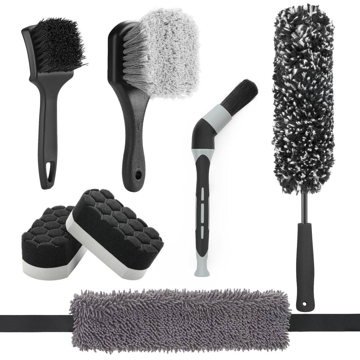 Fantasticlean 7PCS wheel brush kit with 360° bendable head for scratch-free cleaning.