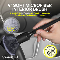 Fantasticlean horsehair bristle brush provides gentle leather care for delicate interiors
