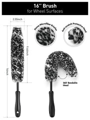 Fantasticlean soft-bristled rim brush closeup for safe wheel cleaning.