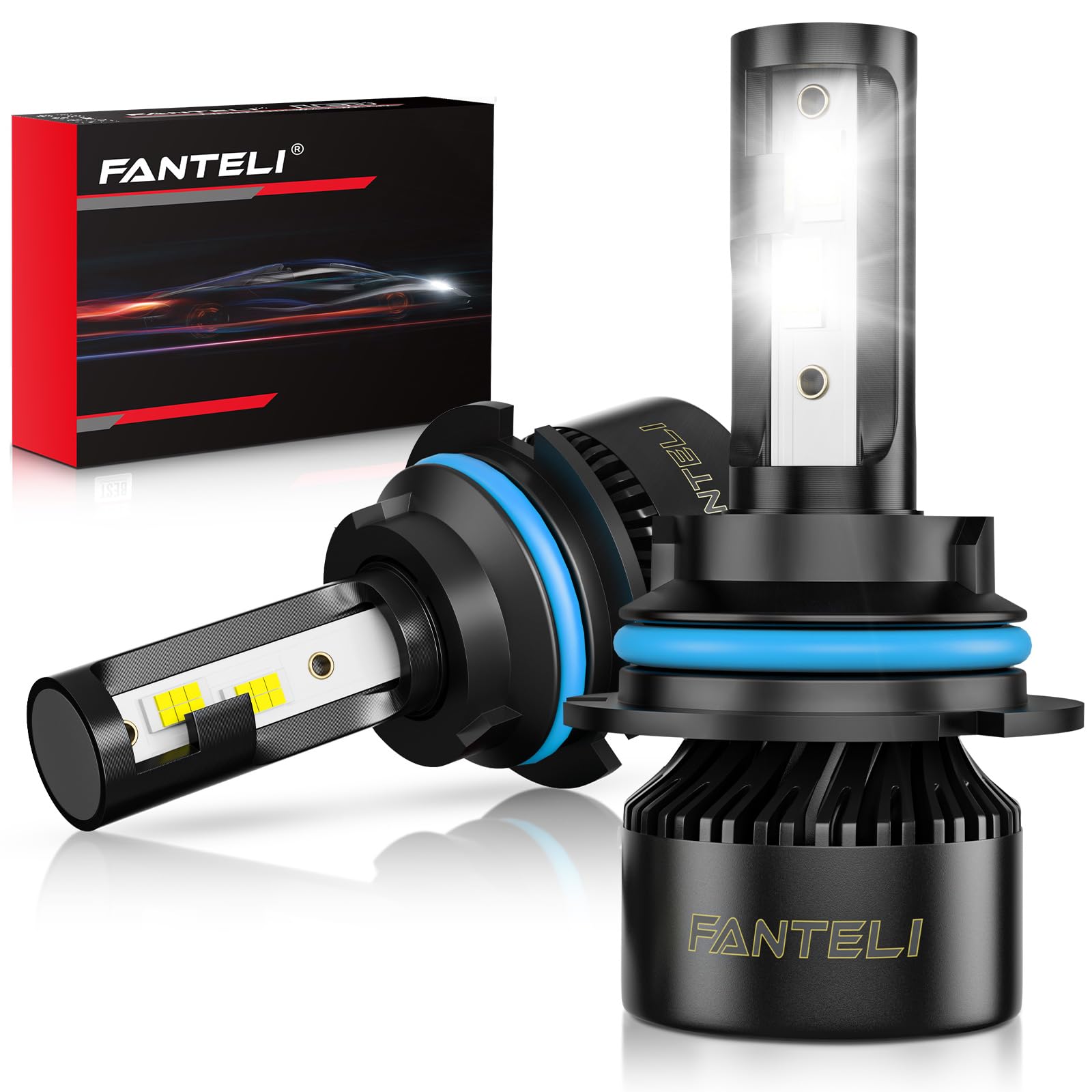 FANTELI 9006 bulbs front view in 6500K cool white for clear night visibility