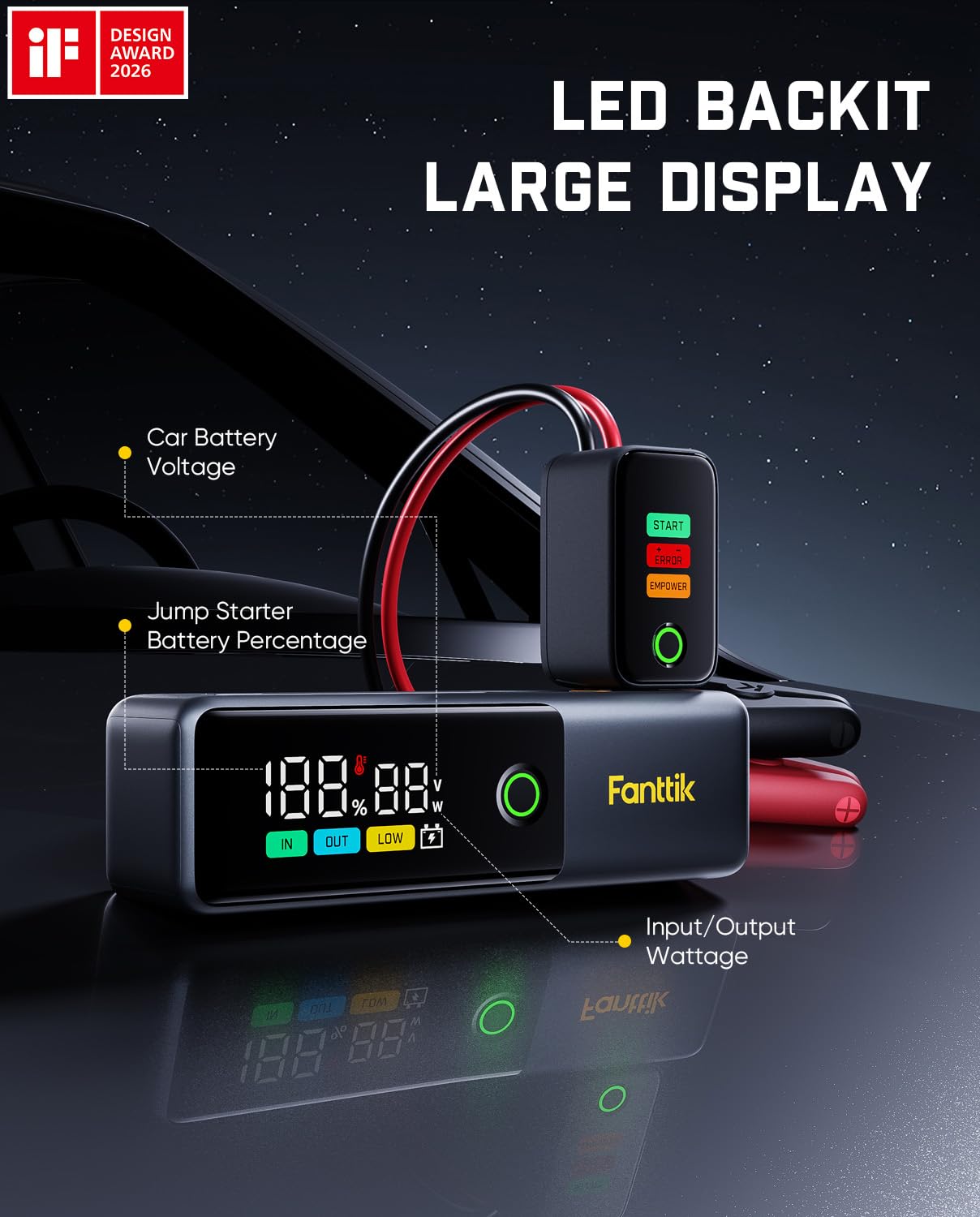Fanttik Potent T10 1800A peak power starts engines quickly