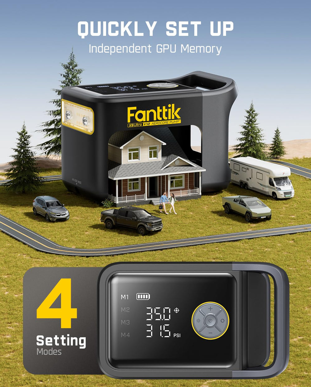 Fanttik X9 Ultra four-mode interface for quick setup
