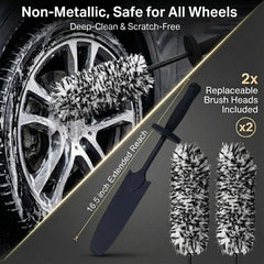 Faqeegi stiff-bristle tire brush tackles heavy grime on wheels.