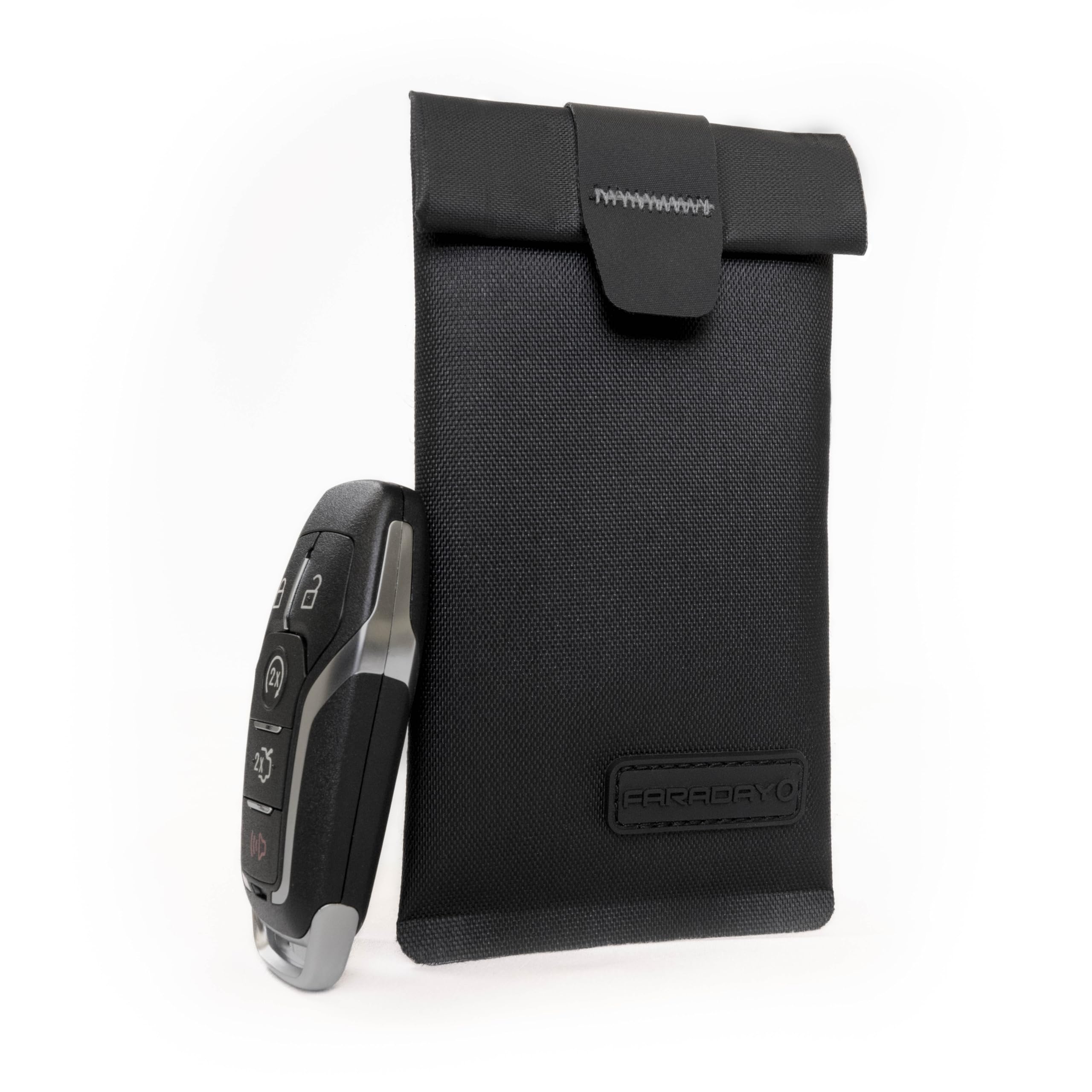 Expanded interior space of the Faraday Key Fob Jacket for bulky fobs