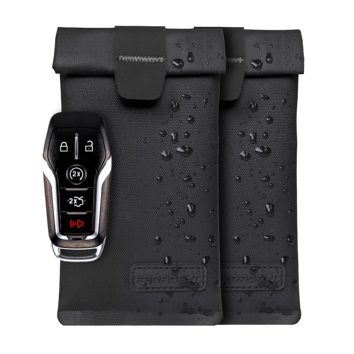 Faraday Defense Key Fob Jacket front view showing a slim shielded design
