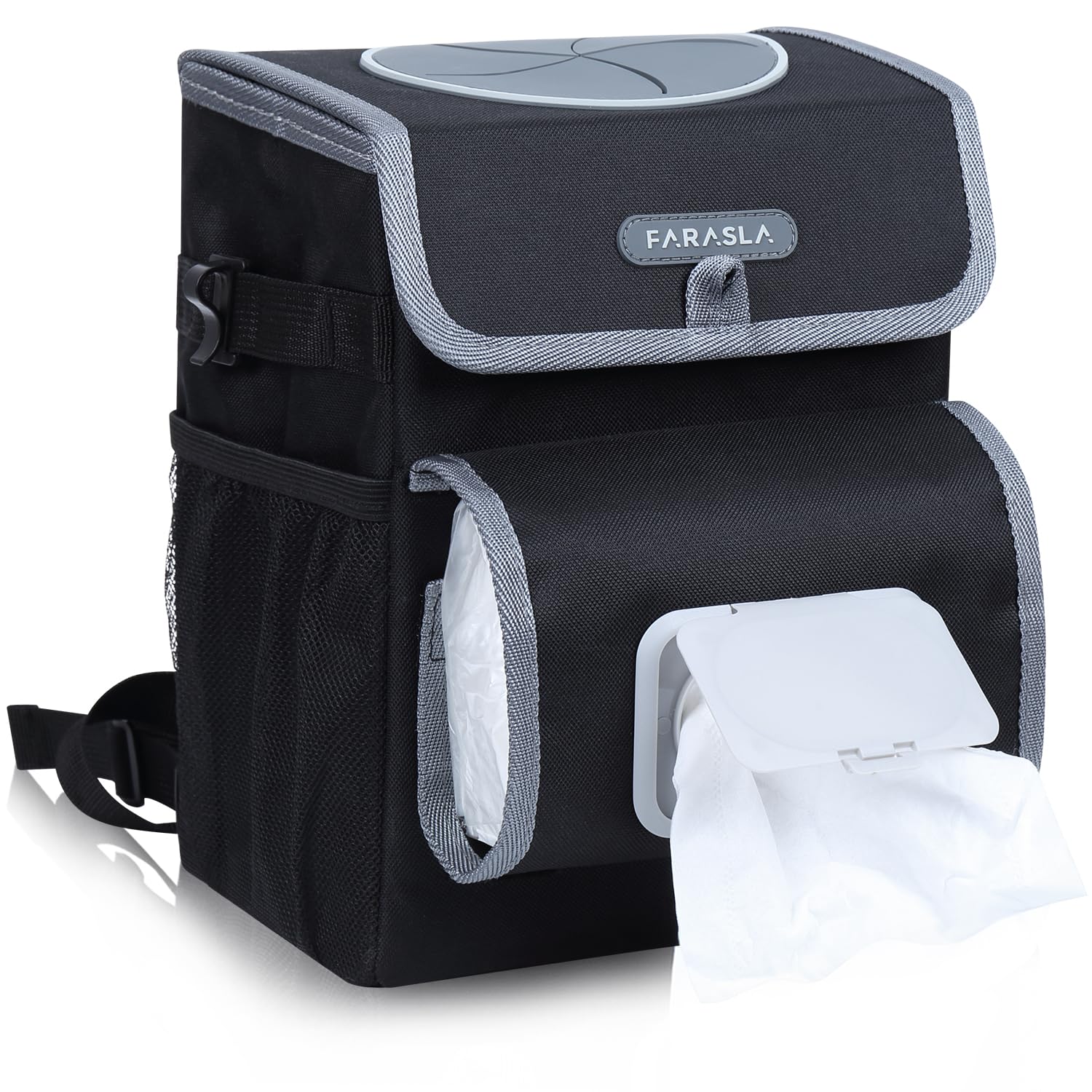 Farasla all-in-one car trash can shown for a tidy cabin.