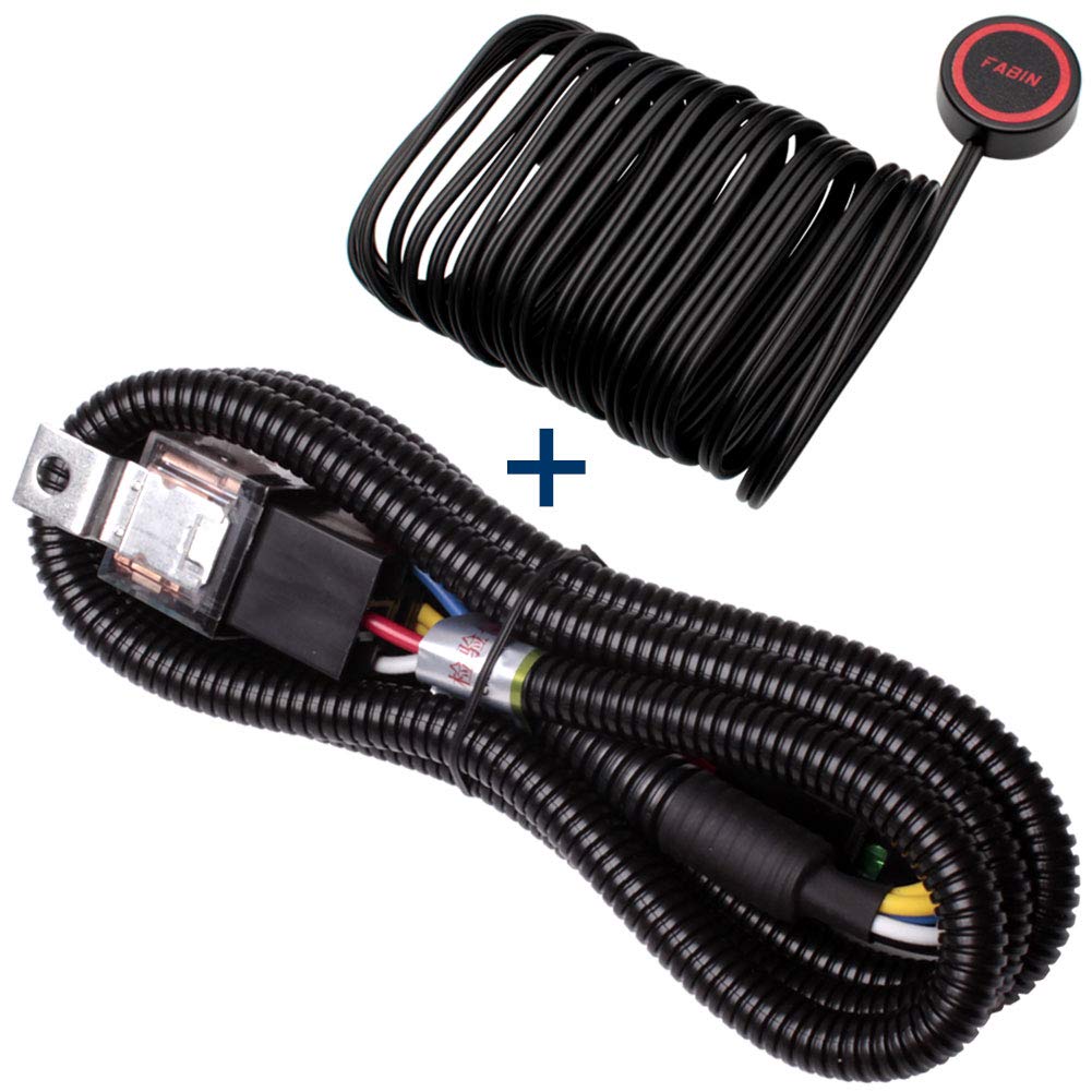 FARBIN 12V horn wiring harness with 80A relay for reliable under-hood power distribution.