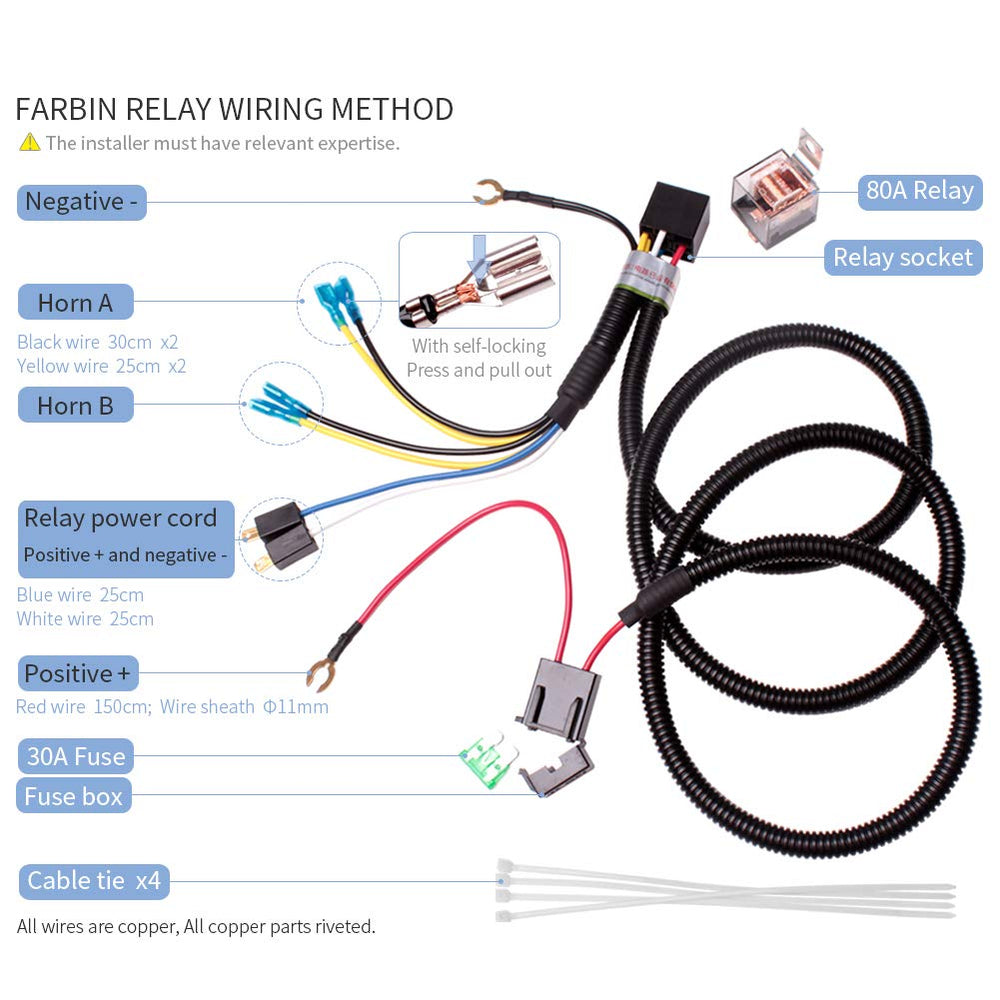 FARBIN 3m wiring lead: flexible length simplifies installation in tight engine bays.