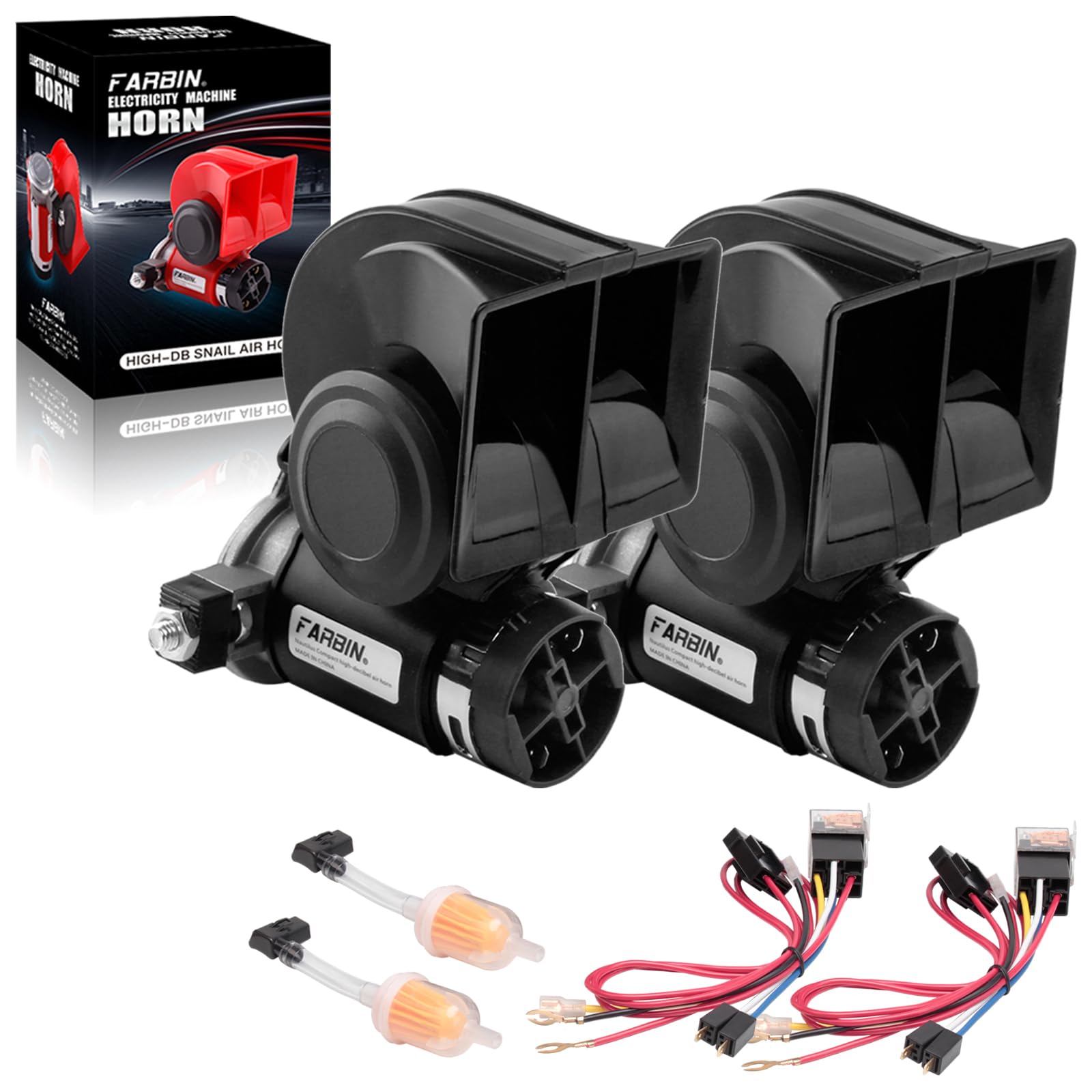 FARBIN air horn for trucks—150dB package view with powerful sound output.