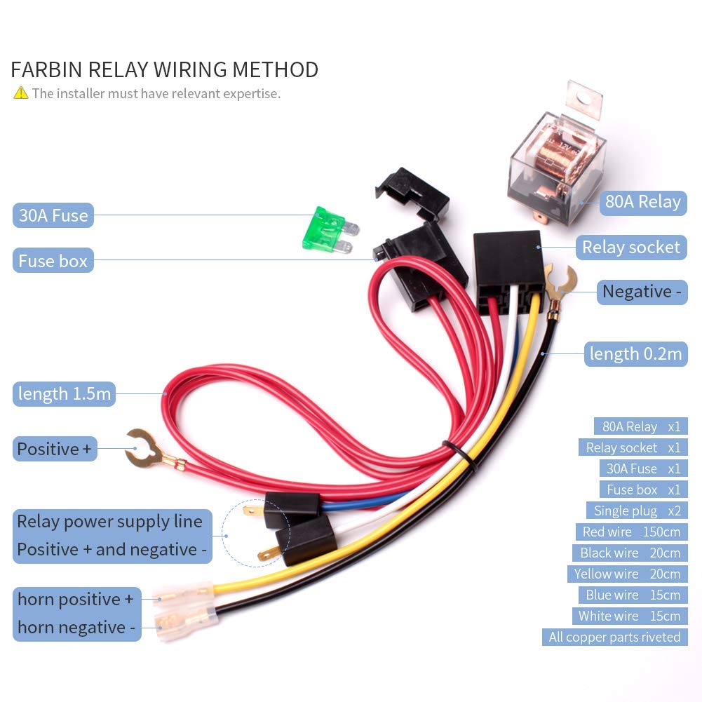 FARBIN black-horn-with-buttons fits a wide range of 12V vehicles
