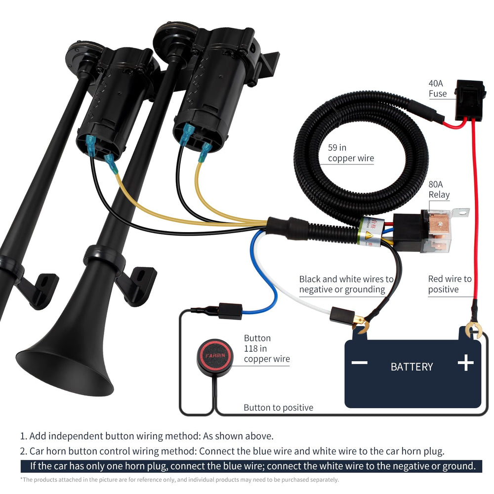 Farbin easy-install kit includes relay and brackets for DIY setup.