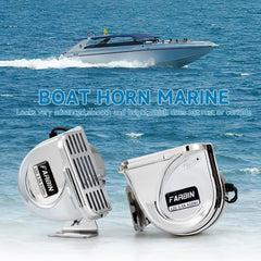 FARBIN stainless steel low-tone horn back view highlights corrosion resistance for marine use.